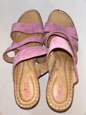 NWOB Born Vivian Mauve Suede Double Band Slide Sandals - Women